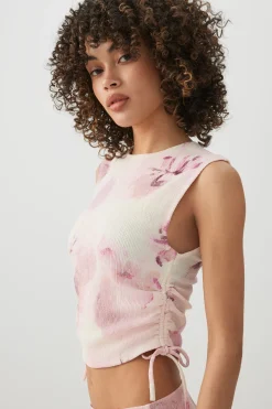 Cropped Tank Top with Side Shirring