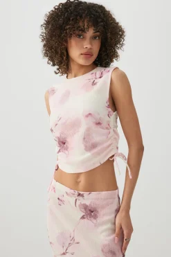 Cropped Tank Top with Side Shirring