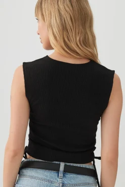 Cropped Tank Top with Side Shirring