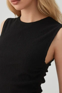 Cropped Tank Top with Side Shirring