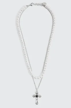 Cross Pendant Layered Necklace