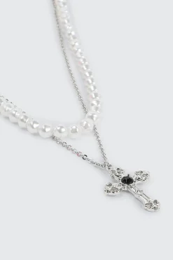 Cross Pendant Layered Necklace