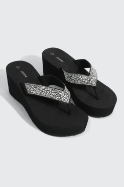 Crystal Wedge Flip Flops
