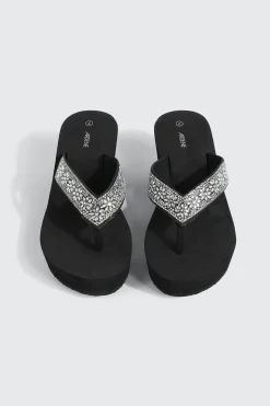 Crystal Wedge Flip Flops