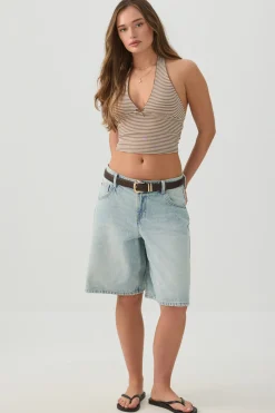 Deep V-Neck Crop Halter Tank Top