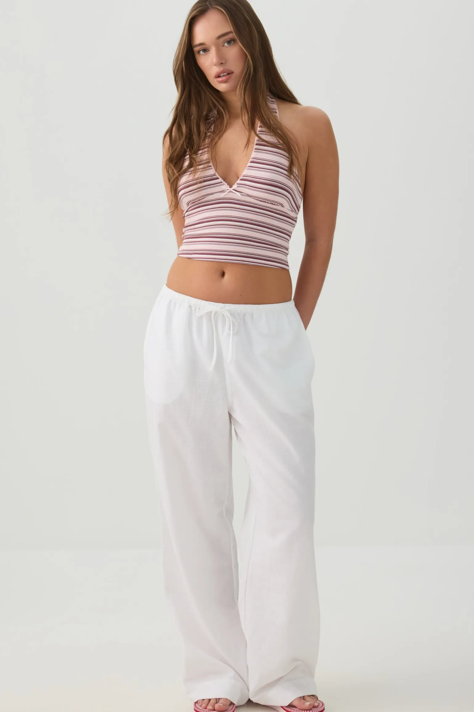 Deep V-Neck Crop Halter Tank Top
