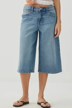 Denim Mid Rise Culottes
