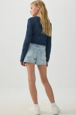 Denim Shorts with Bow Details