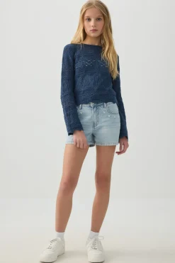 Denim Shorts with Bow Details