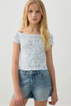 Denim Shorts with Bow Details