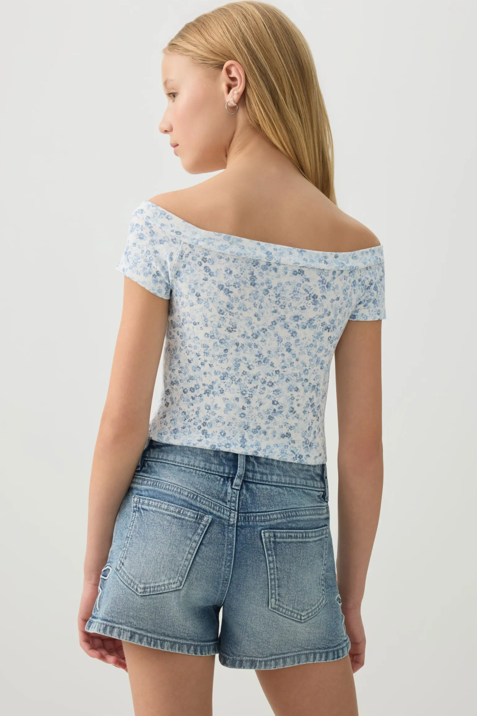 Denim Shorts with Bow Details
