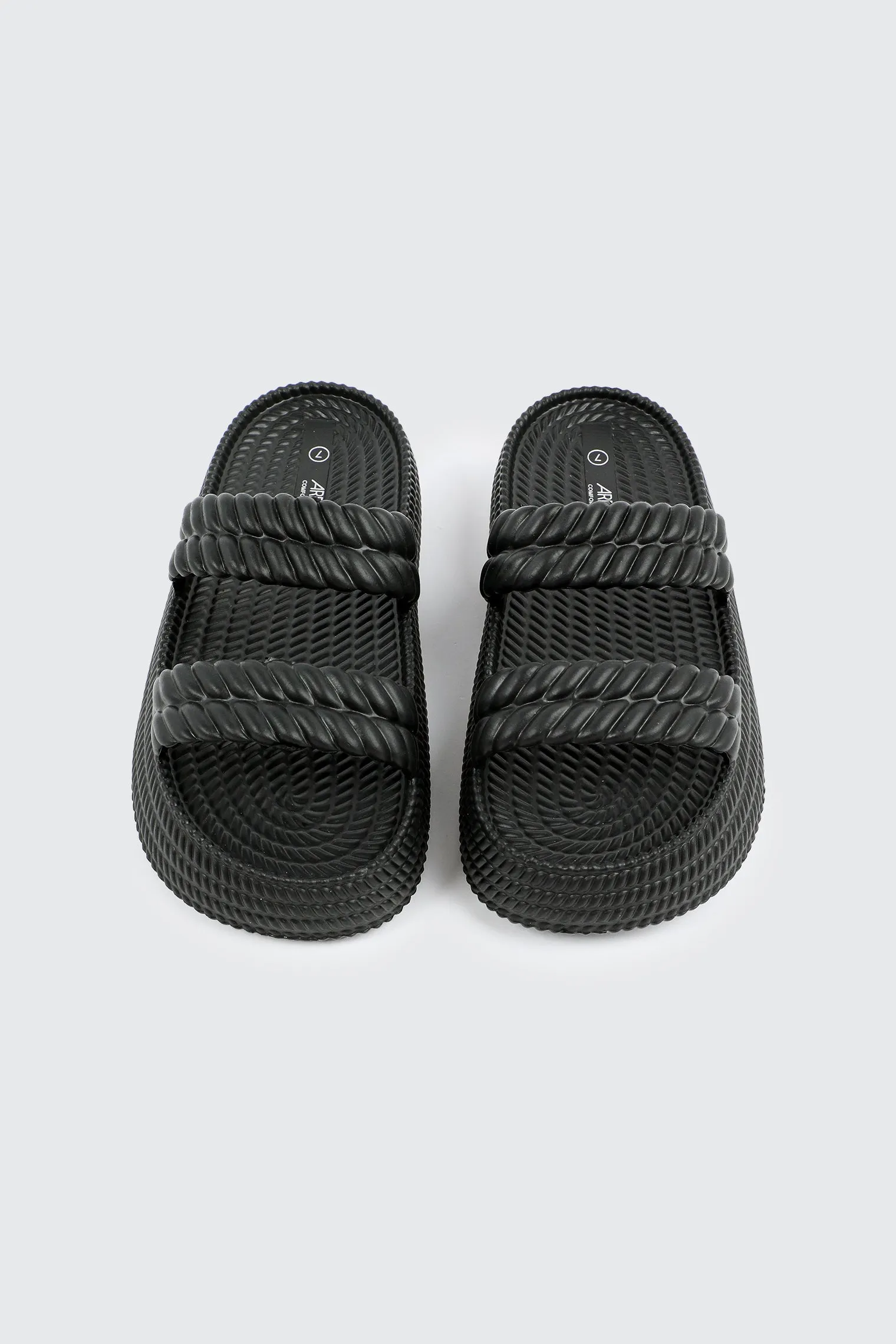 Double Braided Strap Slide Sandals
