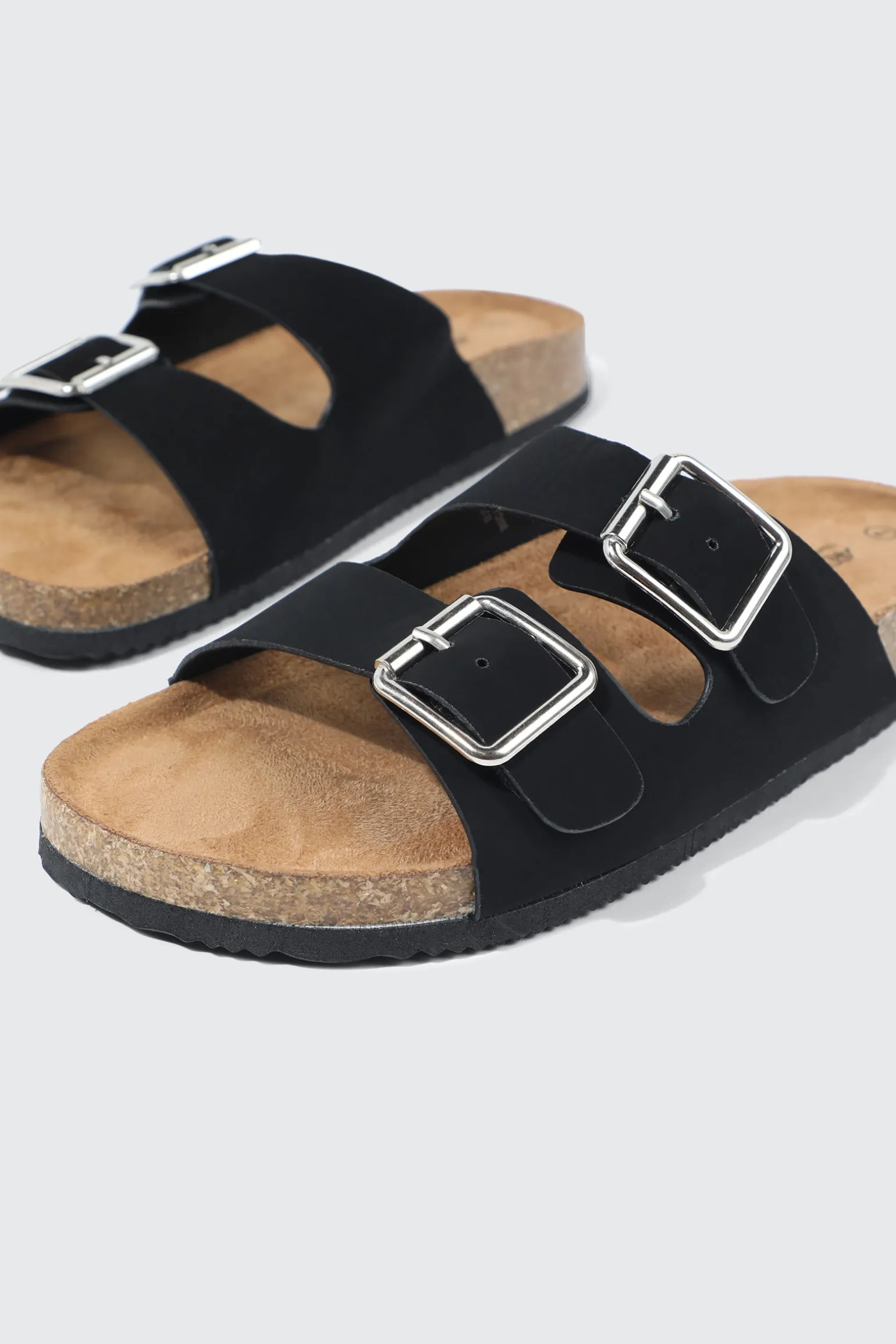 Double Buckle Slide Sandals