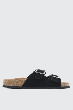 Double Buckle Slide Sandals