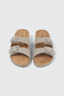 Double Buckle Slide Sandals