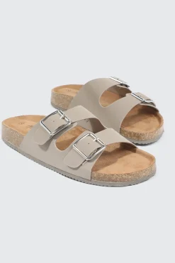 Double Buckle Slide Sandals