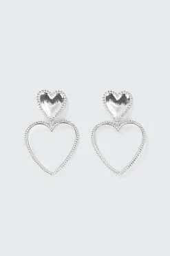 Double Heart Drop Earrings