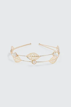 Double Leaf & Pearl Headband