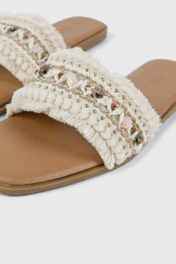 Embellished Raffia Sandals