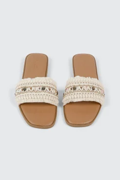 Embellished Raffia Sandals