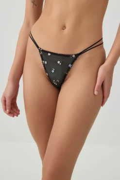 Embroidered Picot Thong
