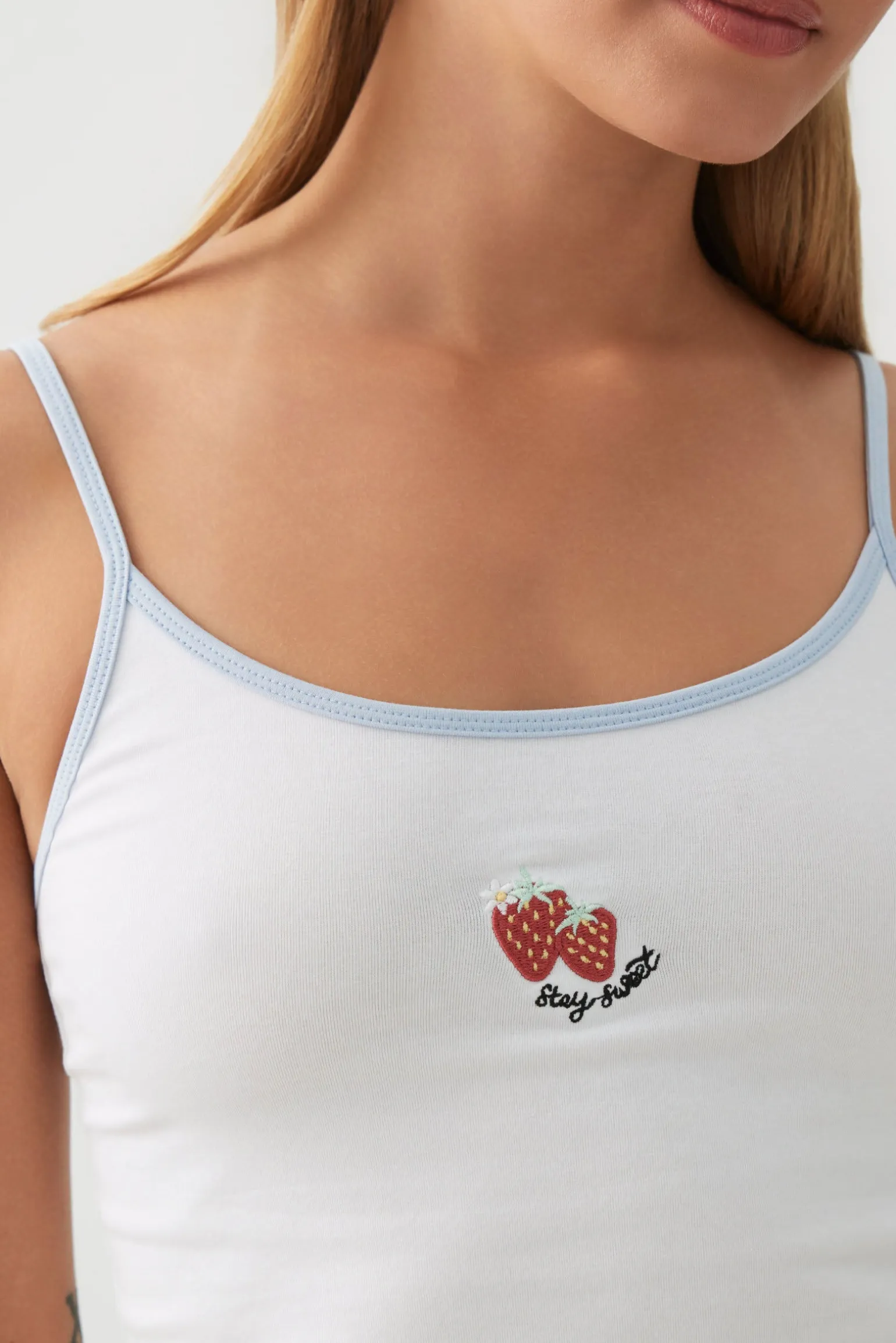 Embroidered PJ Tank Top
