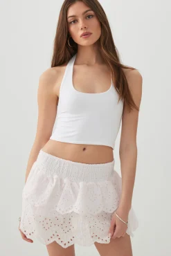 Eyelet Cotton Mini Skort