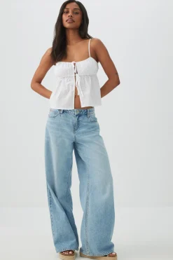Eyelet Tie Front Cropped Tank