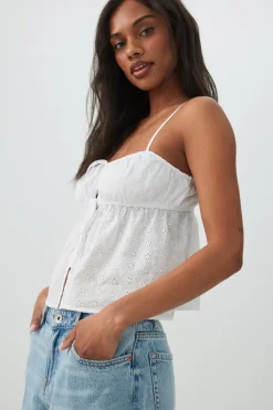 Eyelet Tie Front Cropped Tank