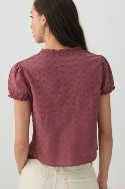 Eyelet Tie Front Top