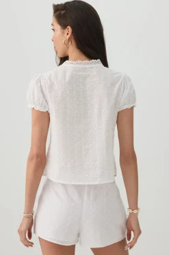 Eyelet Tie Front Top