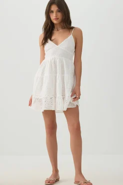 Eyelet Tiered Mini Dress