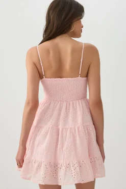 Eyelet Tiered Mini Dress