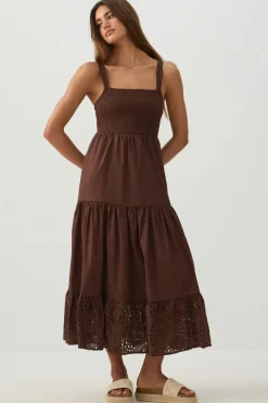 Eyelet Tiered Smocked Maxi Dress