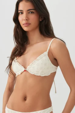 Eyelet Triangle Bikini Top with Charm