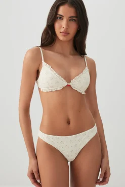 Eyelet Triangle Bikini Top with Charm
