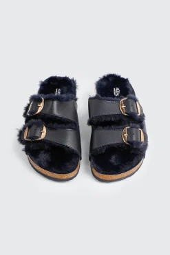 Faux Fur Lined Buckled Sandals