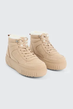 Faux Fur Lined High Top Sneakers