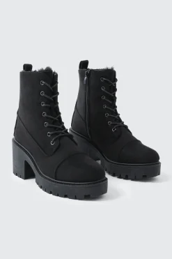 Faux Fur Lined Lace Up Boots