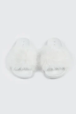 Faux Fur Pool Slides Sandals
