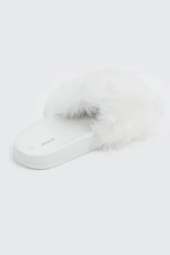Faux Fur Pool Slides Sandals