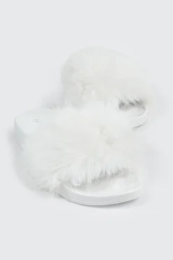 Faux Fur Pool Slides Sandals