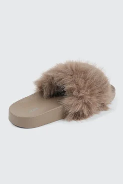 Faux Fur Pool Slides Sandals