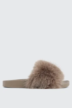 Faux Fur Pool Slides Sandals