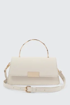 Faux Leather Evening bag with Metal Handle