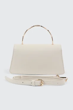 Faux Leather Evening bag with Metal Handle