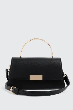Faux Leather Evening bag with Metal Handle