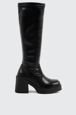 Faux Leather Knee High Boots