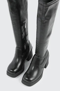 Faux Leather Knee High Boots