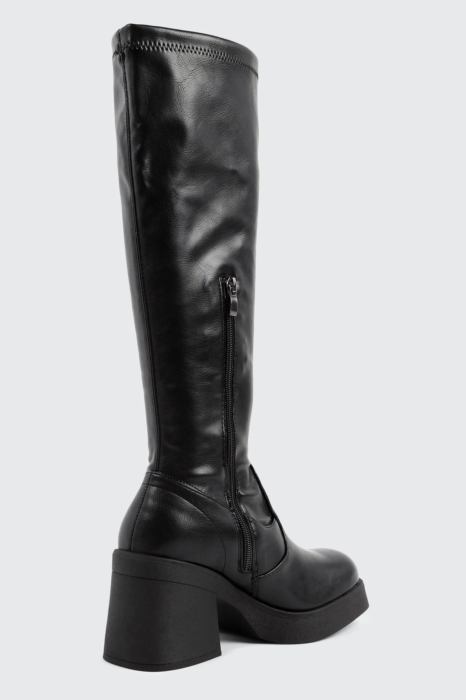 Faux Leather Knee High Boots